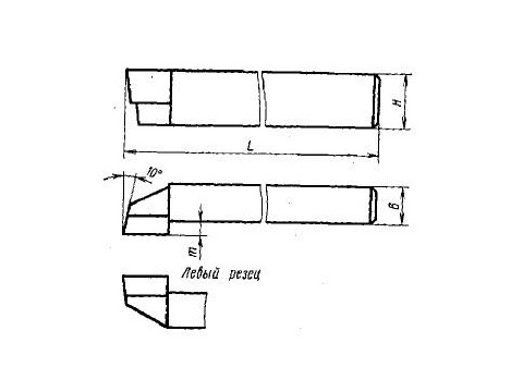 Проходной отогнутый резец чертеж